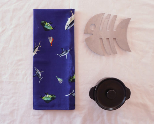 Big Game Fishing NZ Multi Print Tea Towel - Deep Sea Blue