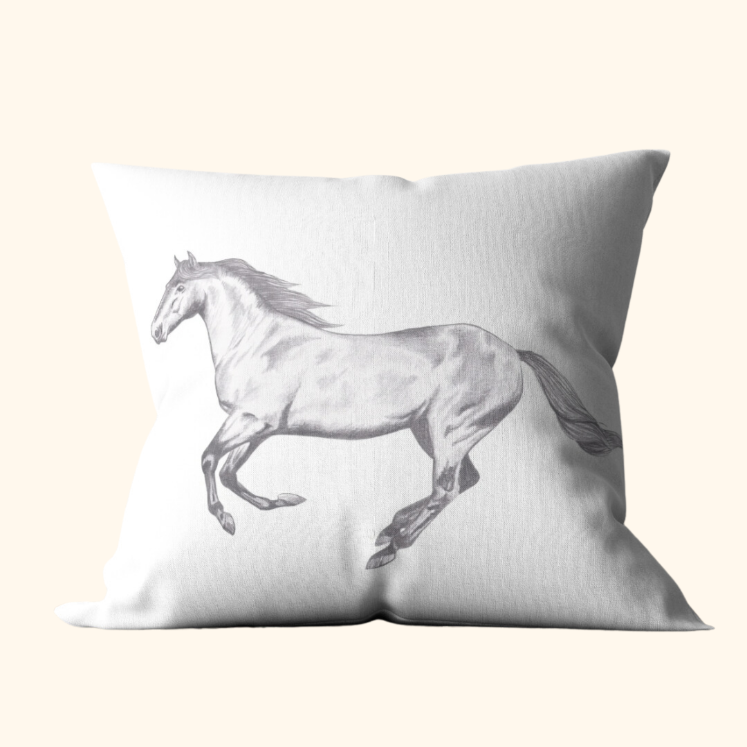 Vintage Horse Gallop - Canvas Cushion Cover