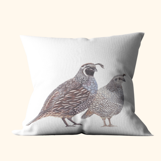 Quail Pair - Cotton Canvas Cushion Cover