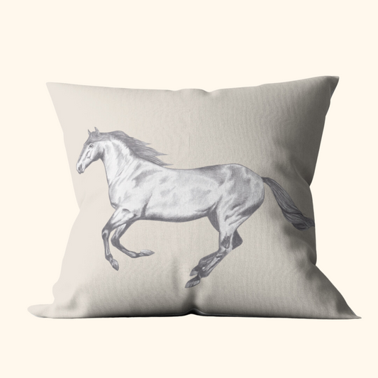 Vintage Horse Gallop - Linen Cushion Cover