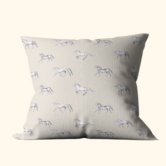 Vintage Horses - Linen Cushion Cover