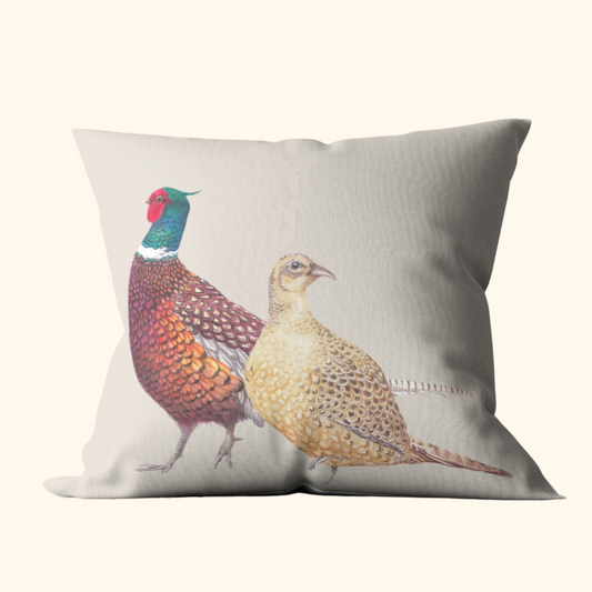 Pheasant Pair - Linen Cushion Cover