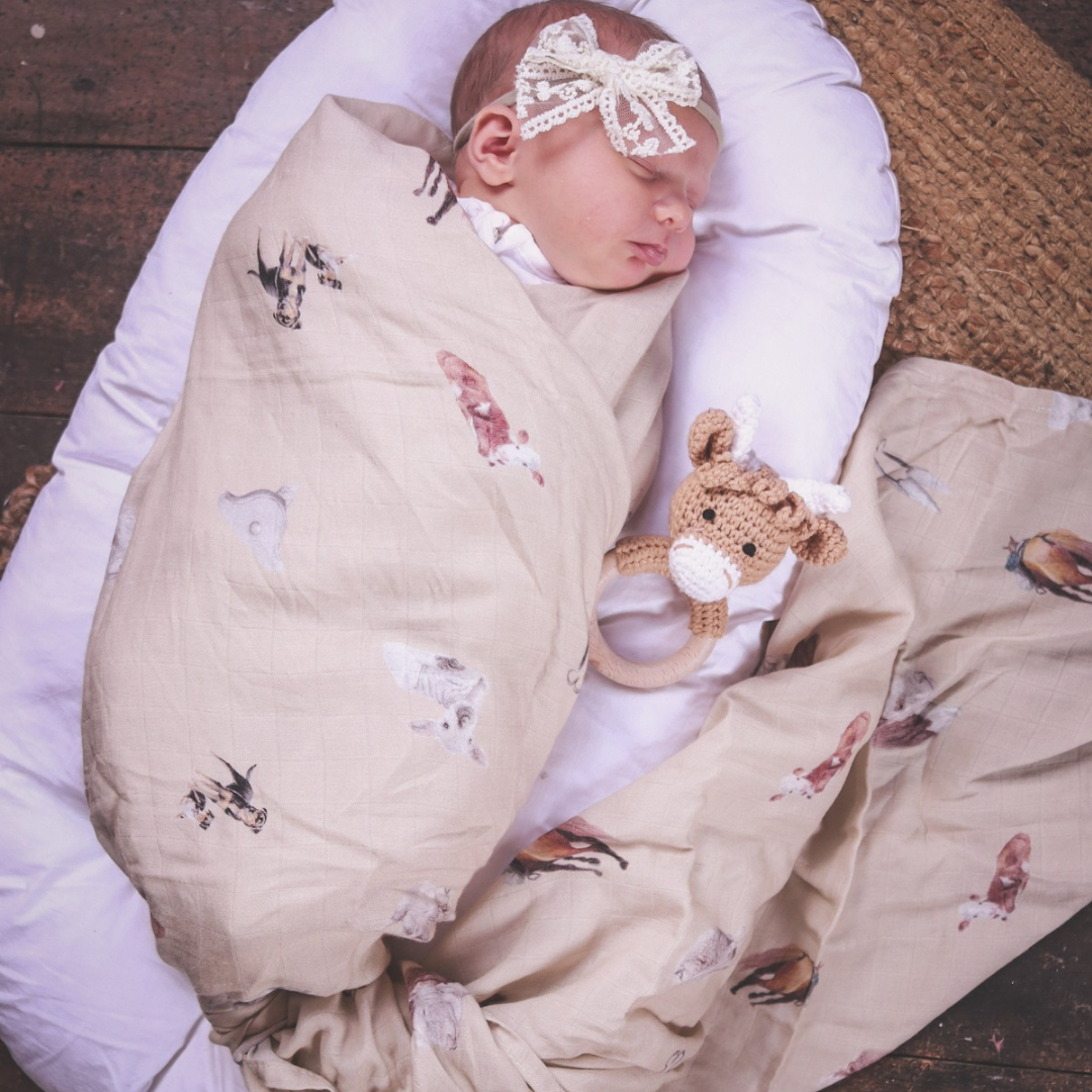 Sheep & Beef Multi Cream Bamboo Muslin