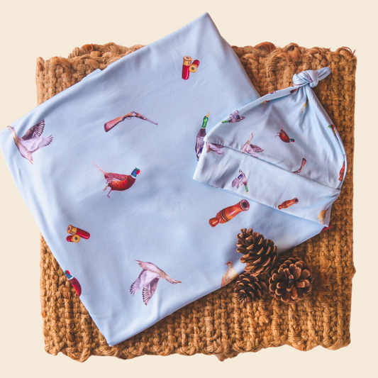 Duck Shooters - Bamboo Swaddle Wrap + Beanie -Duck Egg