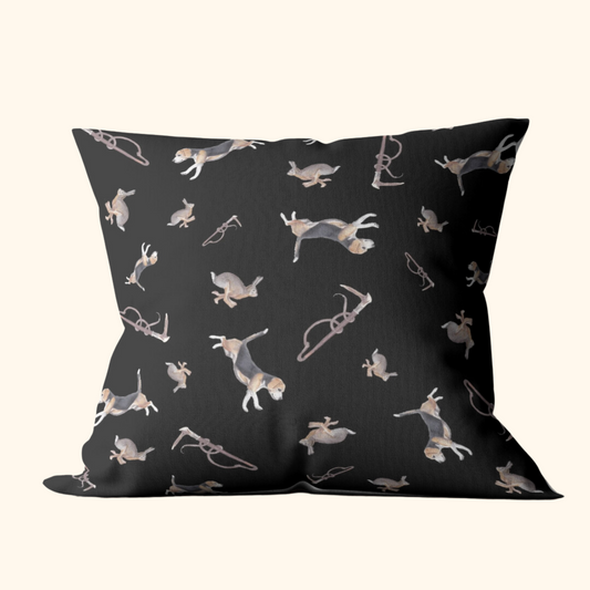 Tally Ho - Velvet Cushion Cover - Black