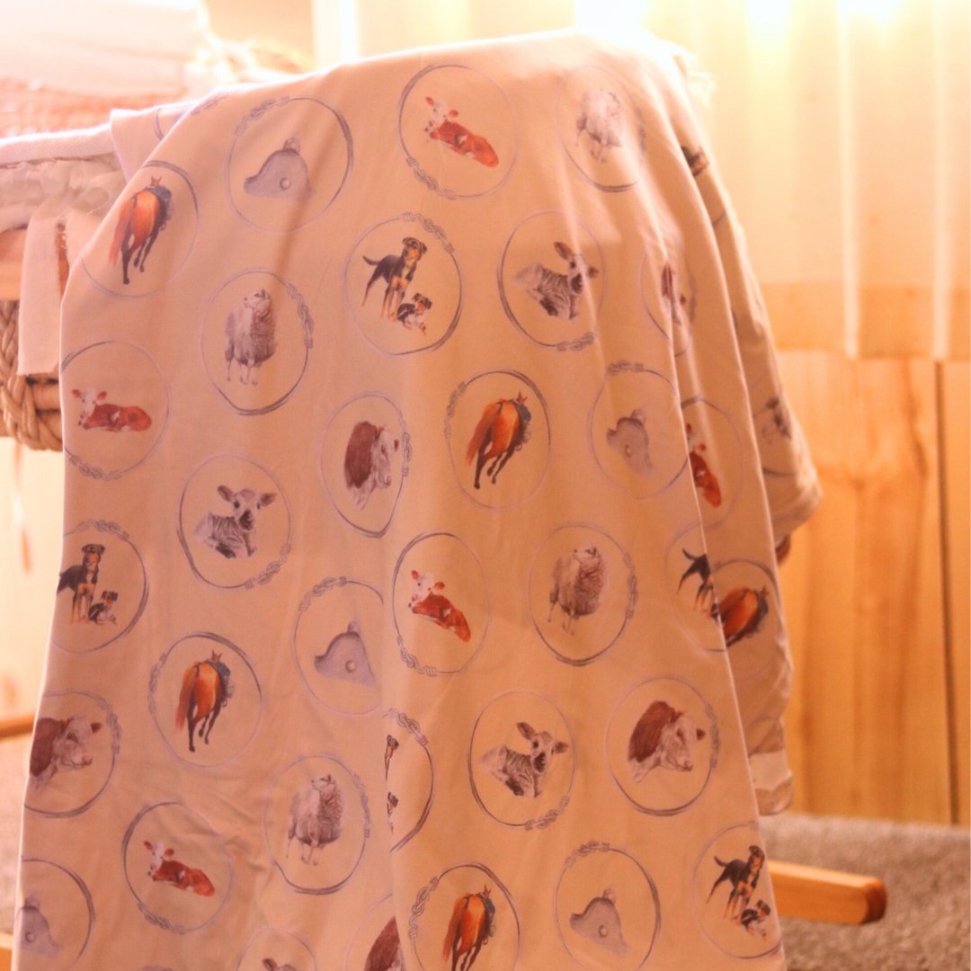 Sheep & Beef No8 Wire - Bamboo Fitted Cot Sheet - Cream
