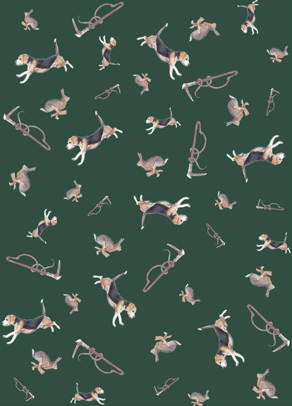 Tally-Ho Multi Print NZ Tea Towel - Hunter Green
