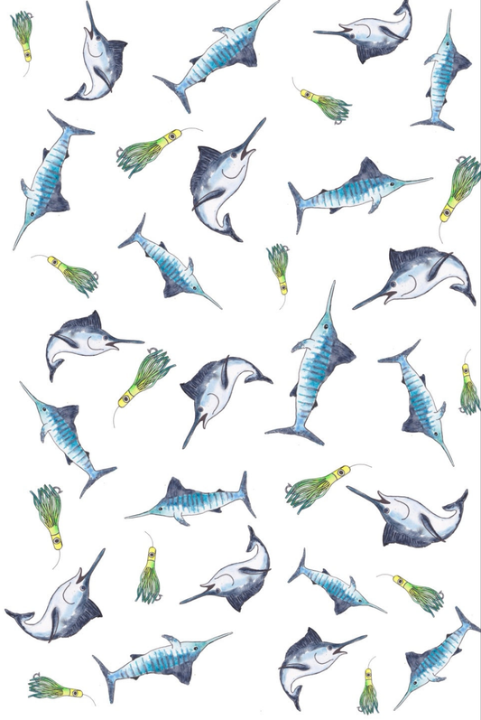 Marlin Multi Print NZ Tea Towel - White