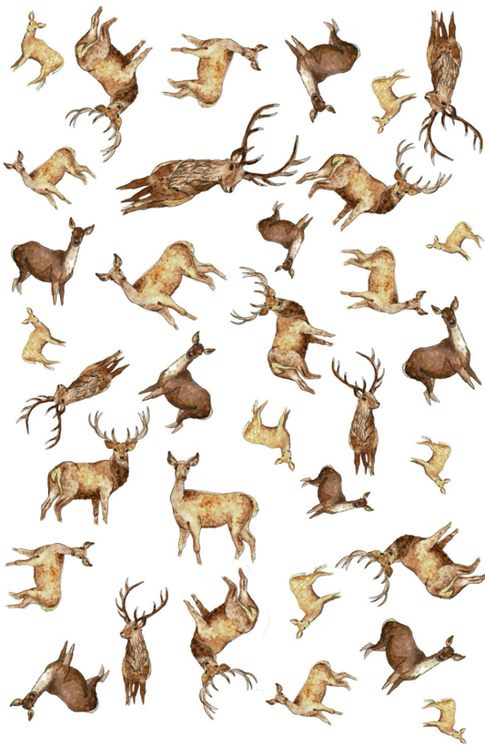 Red Deer Multi Print NZ Tea Towel - White