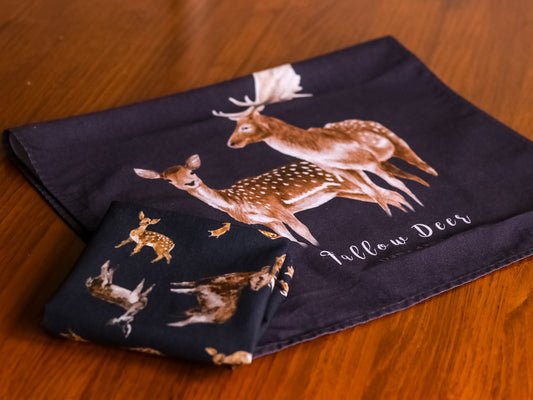 Fallow Deer Fine Art NZ Tea Towel - Black