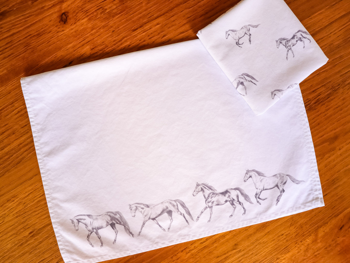 Vintage Horses Paces NZ Tea Towel - White