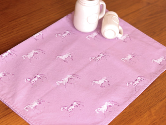 Vintage Horses Multi NZ Tea Towel - Mauve