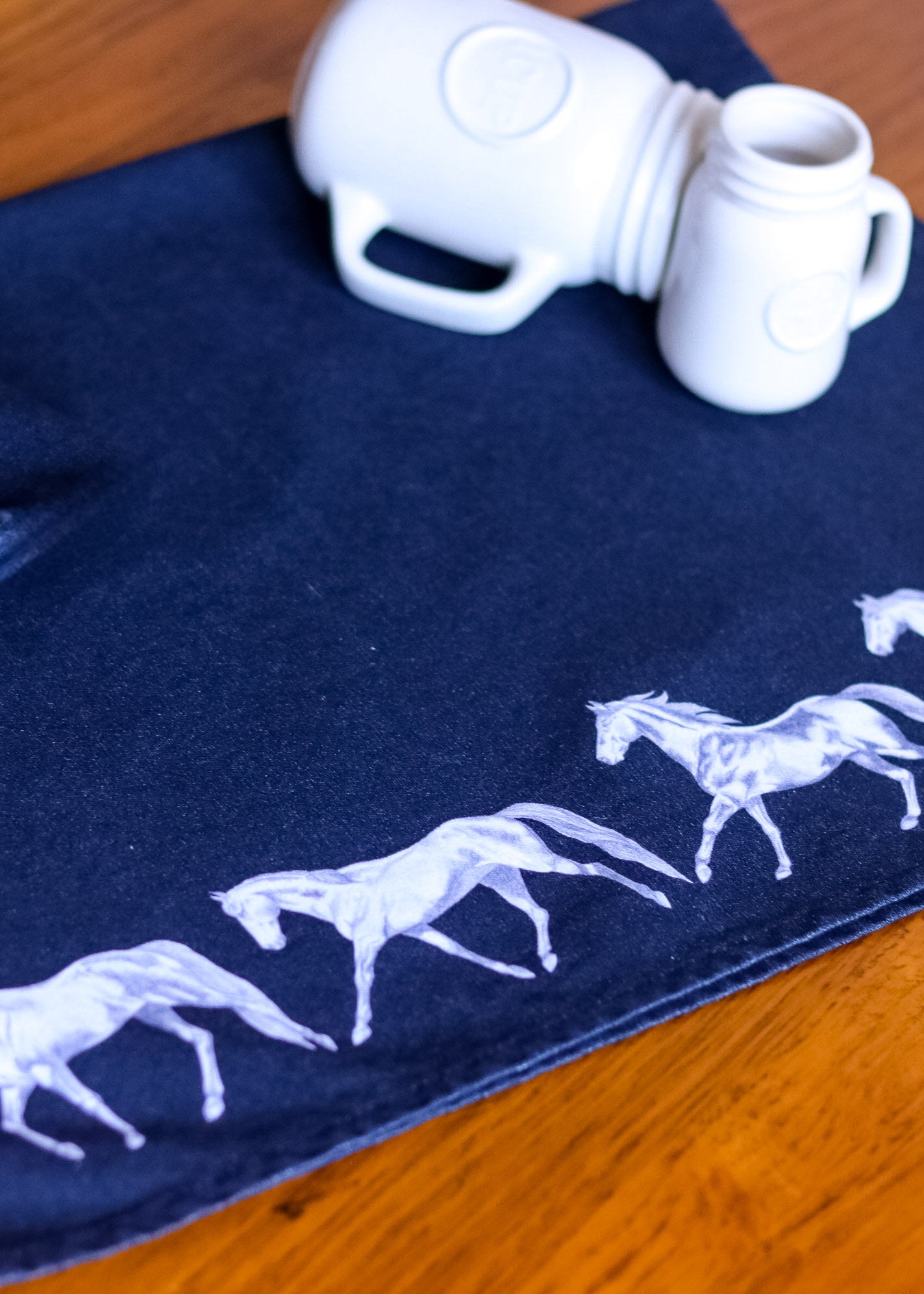 Vintage Horses Paces NZ Tea Towel - Black