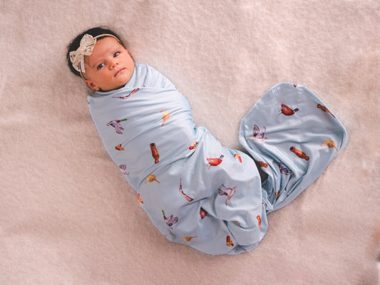 Duck Shooters - Stretchy Bamboo Swaddle Wrap + Beanie -Duck Egg