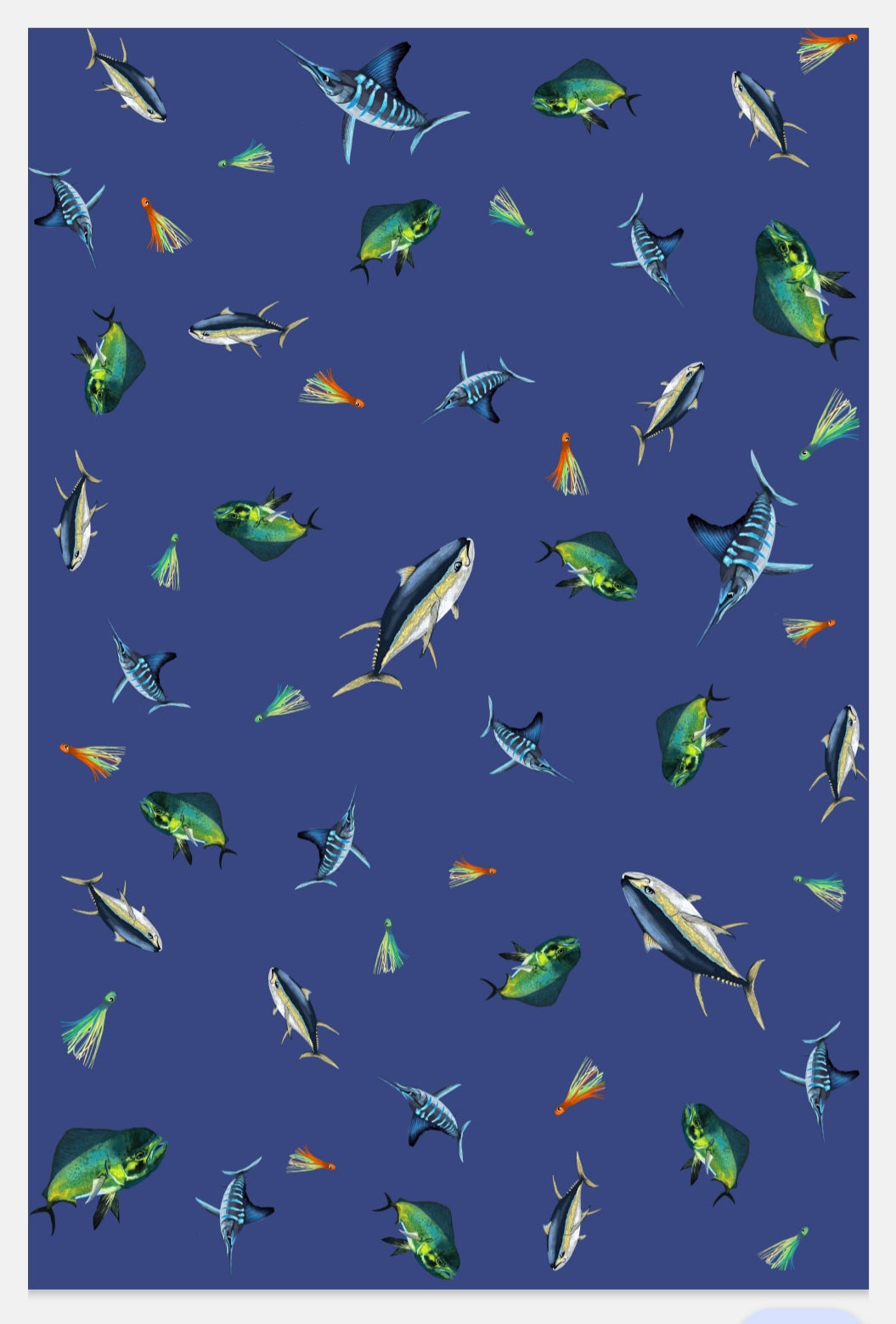Big Game Fishing NZ Multi Print Deep Blue Tea Towel