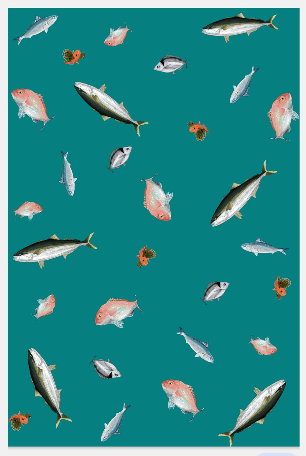 Fishing NZ Multi Print Tea Towel - Sea Green