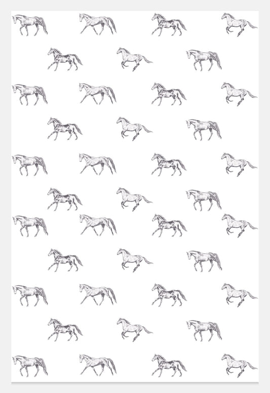 Vintage Horses Multi NZ Tea Towel - White