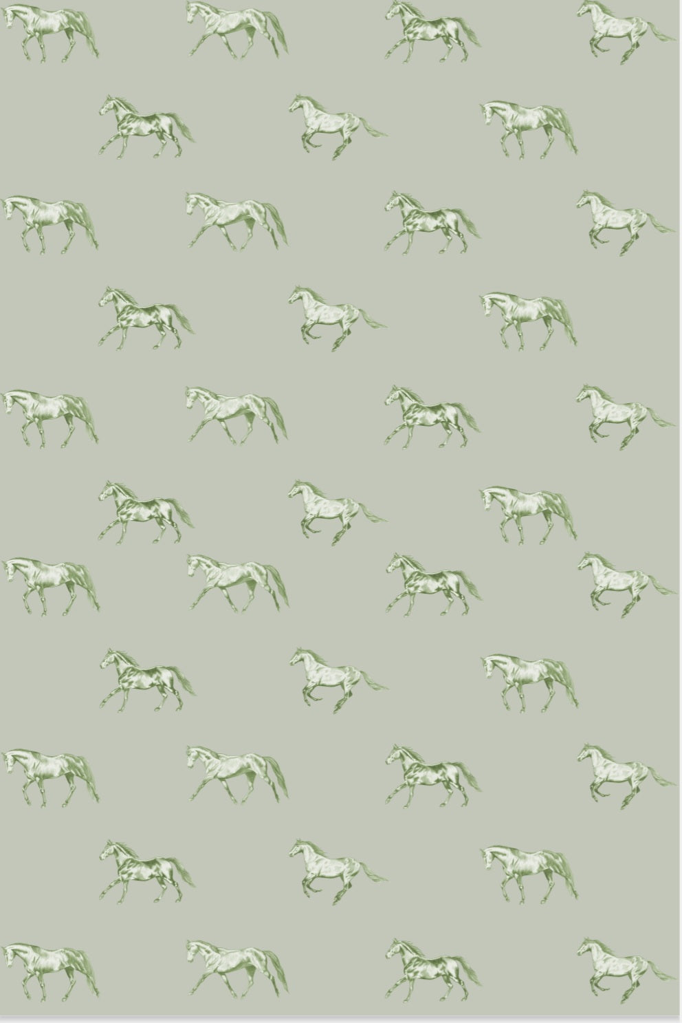 Vintage Horses Multi NZ Tea Towel - Sage