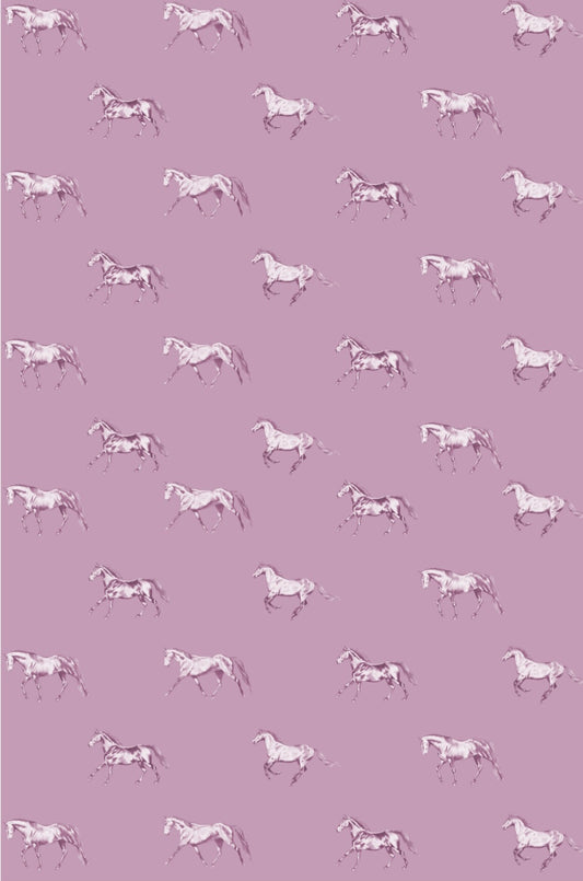 Vintage Horses Multi NZ Tea Towel - Mauve