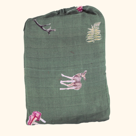 Whimsical Forest Green Bamboo Muslin Wrap