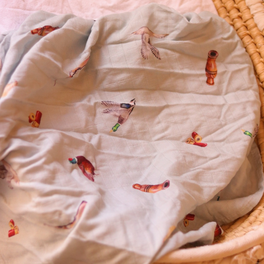 Duck Shooter - Bamboo Muslin Wrap - Duck Egg