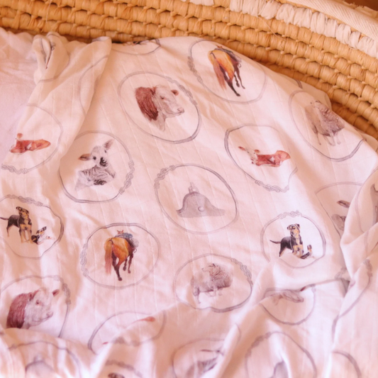Sheep & Beef No8 Wire - Bamboo Muslin Wrap- White