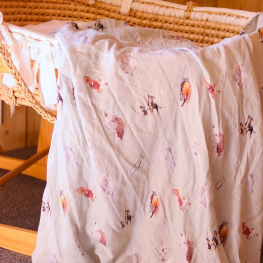 Sheep & Beef Multi - Bamboo Muslin Wrap- Sage