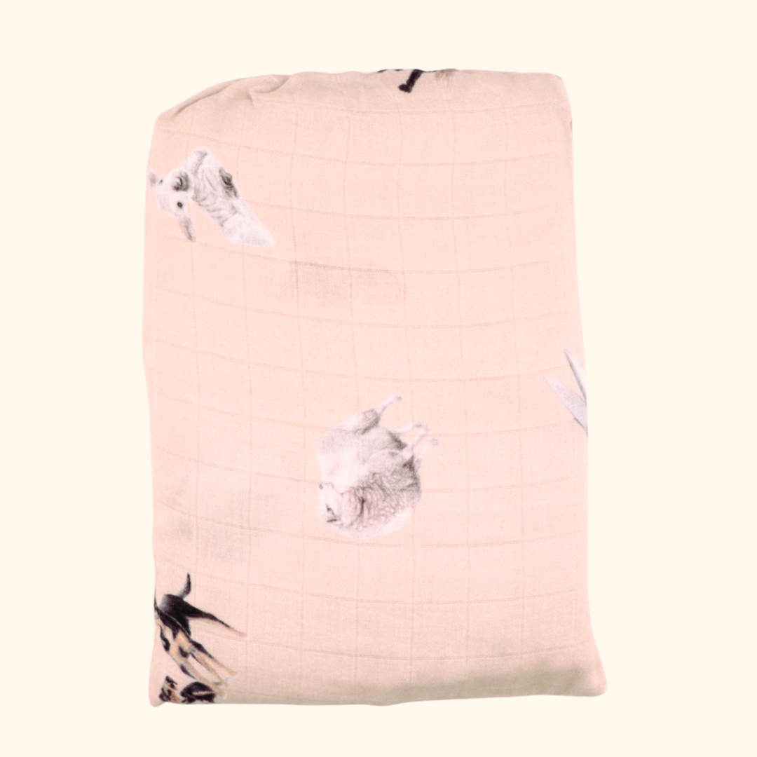 Sheep & Beef Multi Cream Bamboo Muslin