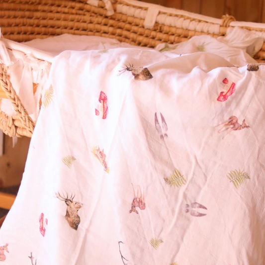 Whimsical - Bamboo Muslin Wrap - White
