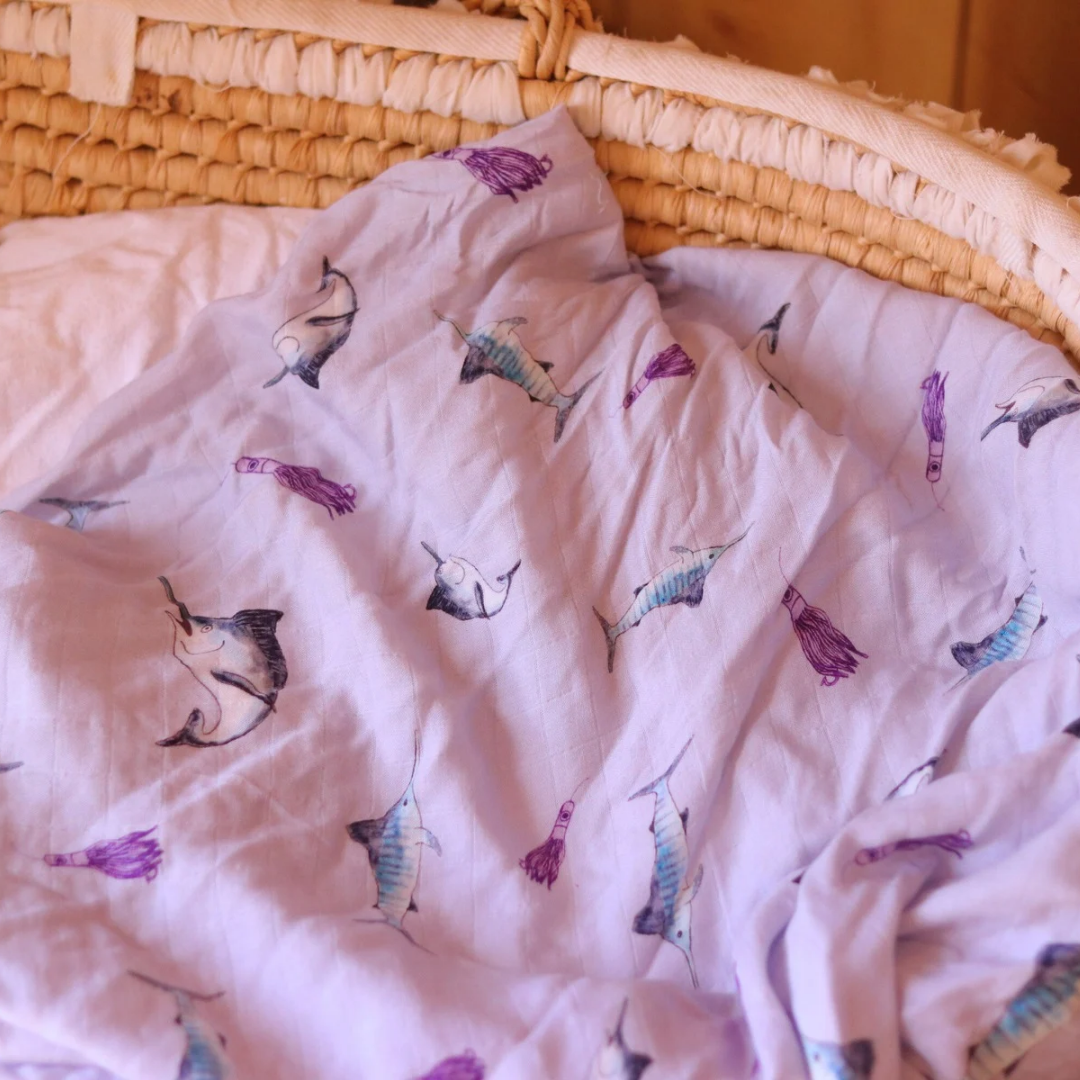 Marlin Purple Bamboo Muslin Wrap