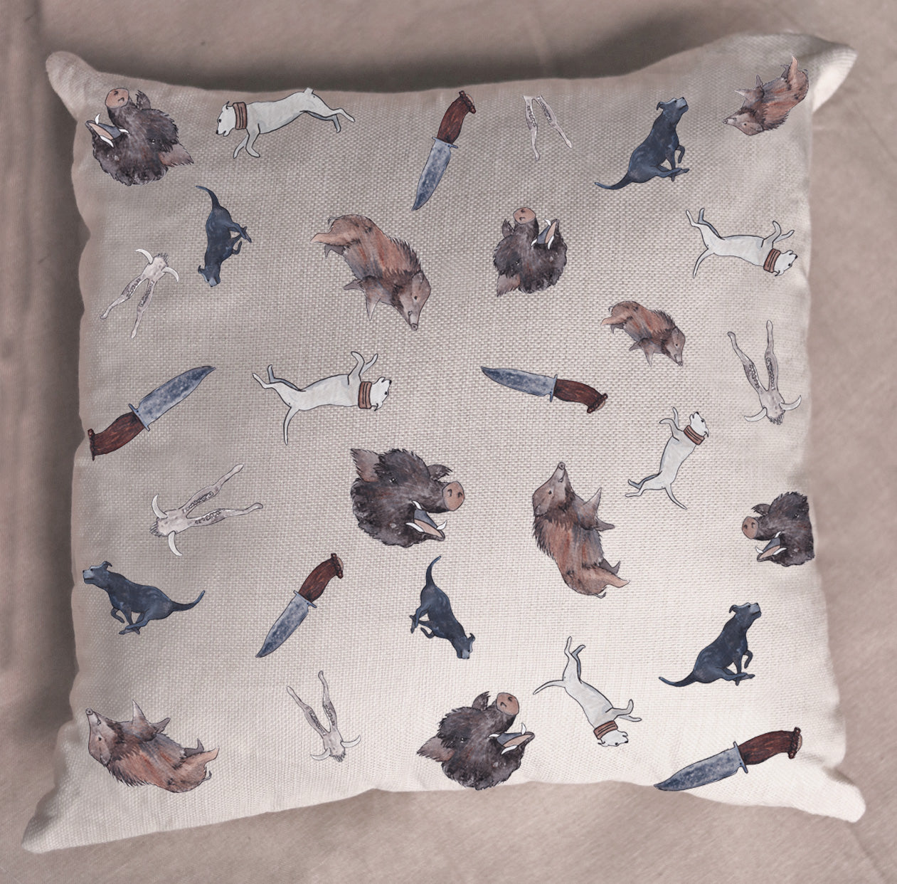 Linen Pig Hunting Cushion