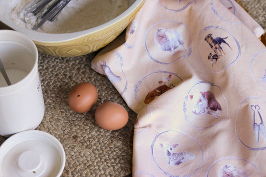 Sheep and Beef No8 Wire NZ Tea Towel - Cream