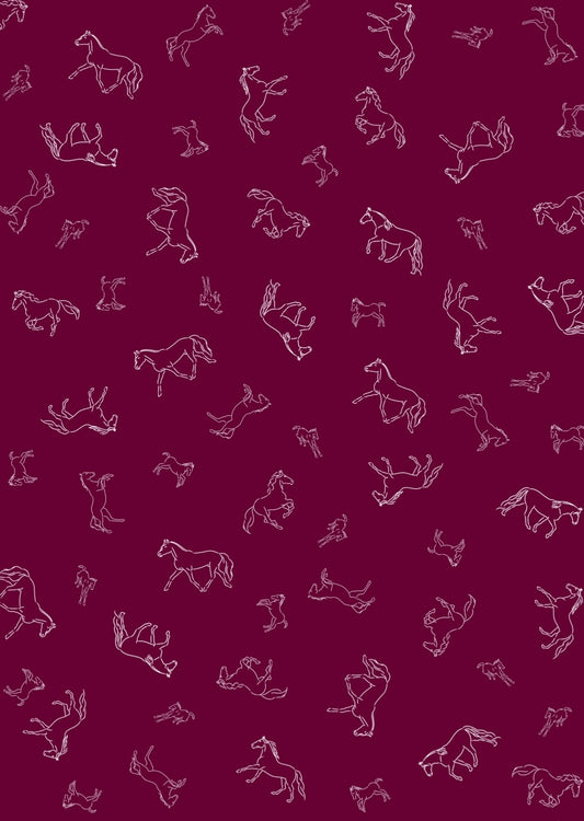 Stencil Horses NZ Tea Towel - Burgandy