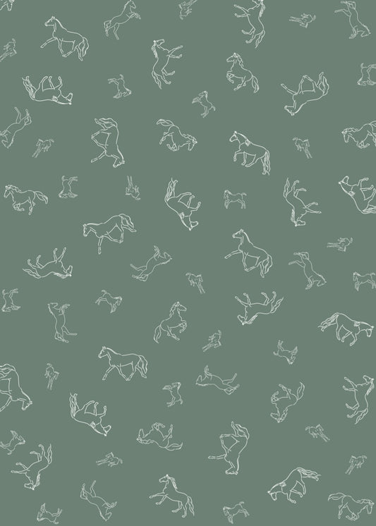 Stencil Horses NZ Tea Towel - Sage