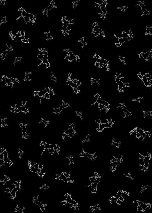 Stencil Horses NZ Tea Towel - Black