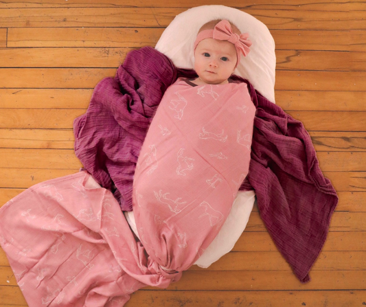 Stencil Horses - Bamboo Muslin Wrap - Pink