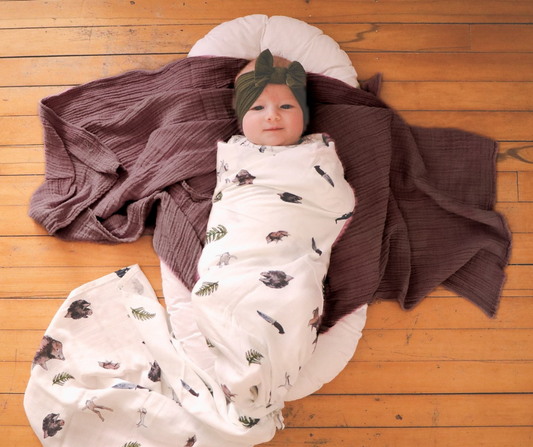 Pig Hunting - Bamboo Muslin Wrap - White