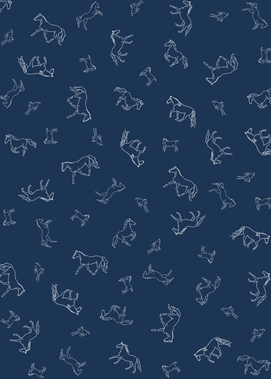 Stencil Horses NZ Tea Towel - Navy