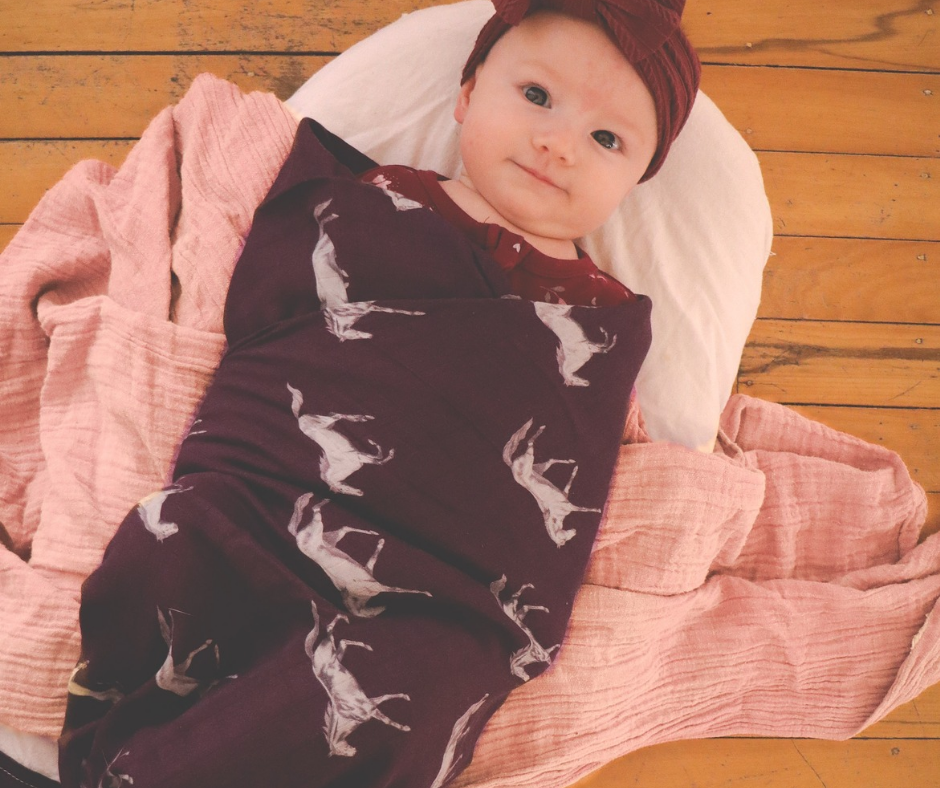 Vintage Horses - Bamboo Muslin Wrap - Fig