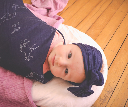 Stencil Horses - Bamboo Muslin Wrap - Navy