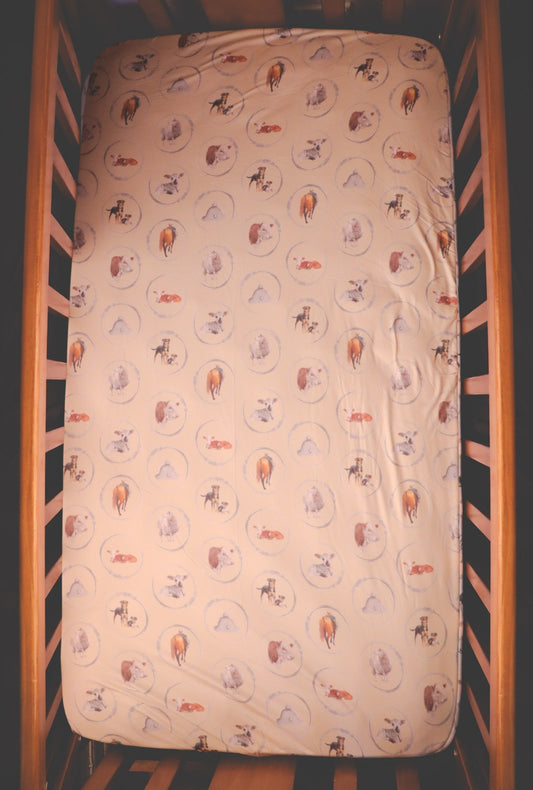 Sheep & Beef No8 Wire - Bamboo Fitted Cot Sheet - Cream