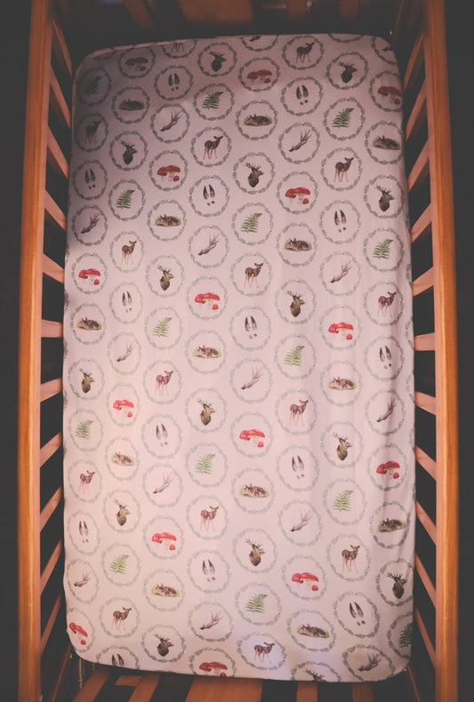 Whimsical Ferns- Bamboo Fitted Cot Sheet - White