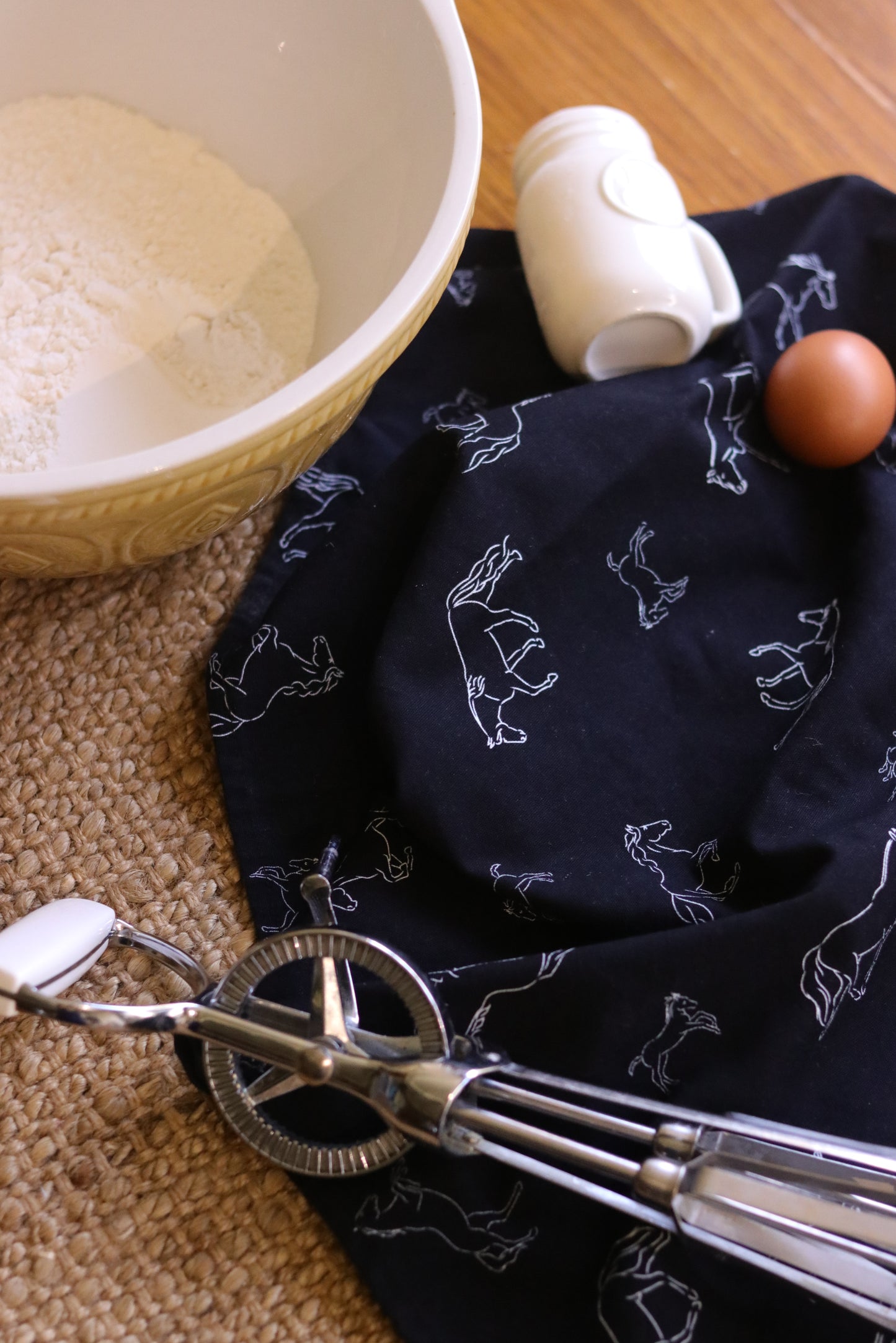 Stencil Horses NZ Tea Towel - Black