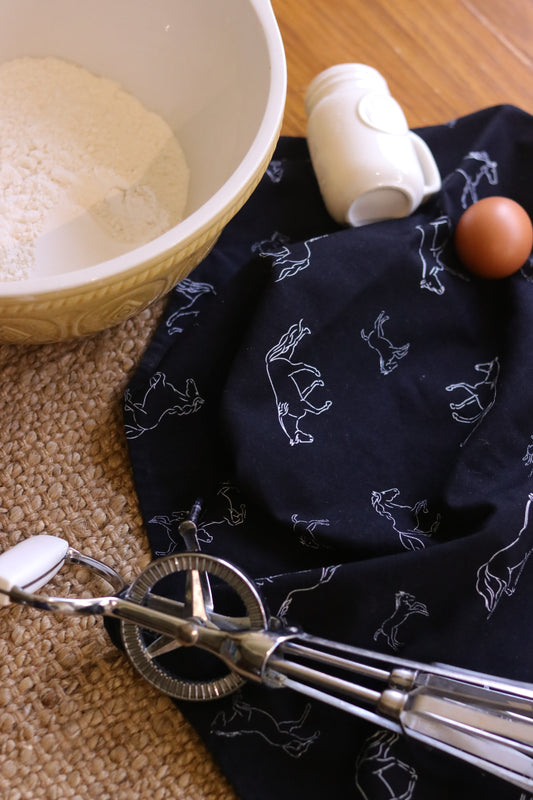 Stencil Horses NZ Tea Towel - Black