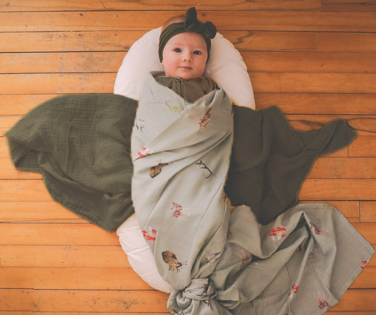 Whimsical - Bamboo Muslin Wrap - Sage
