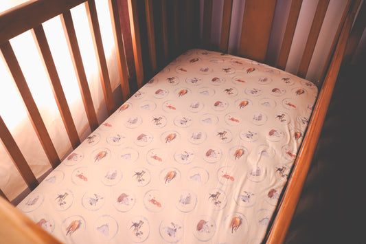 Sheep & Beef No8 Wire - Bamboo Fitted Cot Sheet - Cream