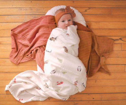 Whimsical - Bamboo Muslin Wrap - White