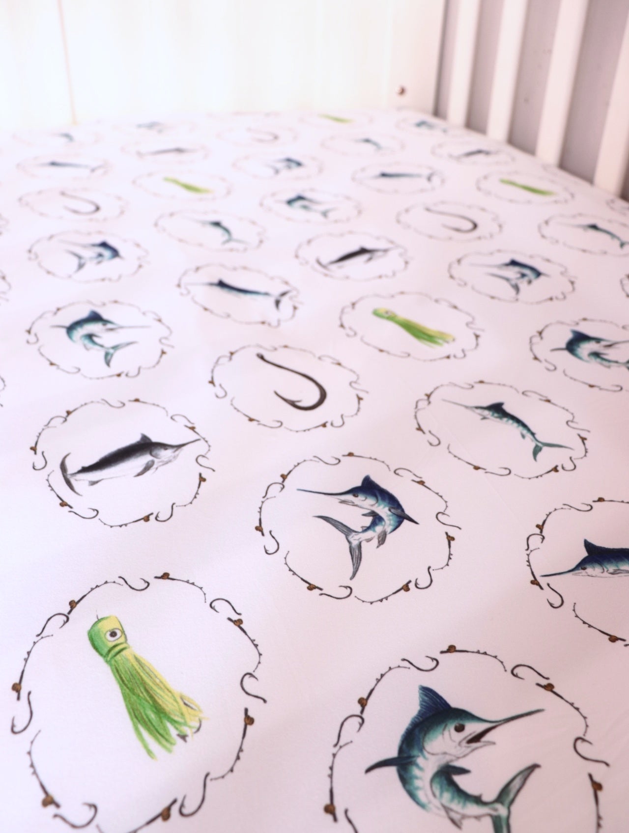Green Marlin Bamboo Fitted Cot Sheet