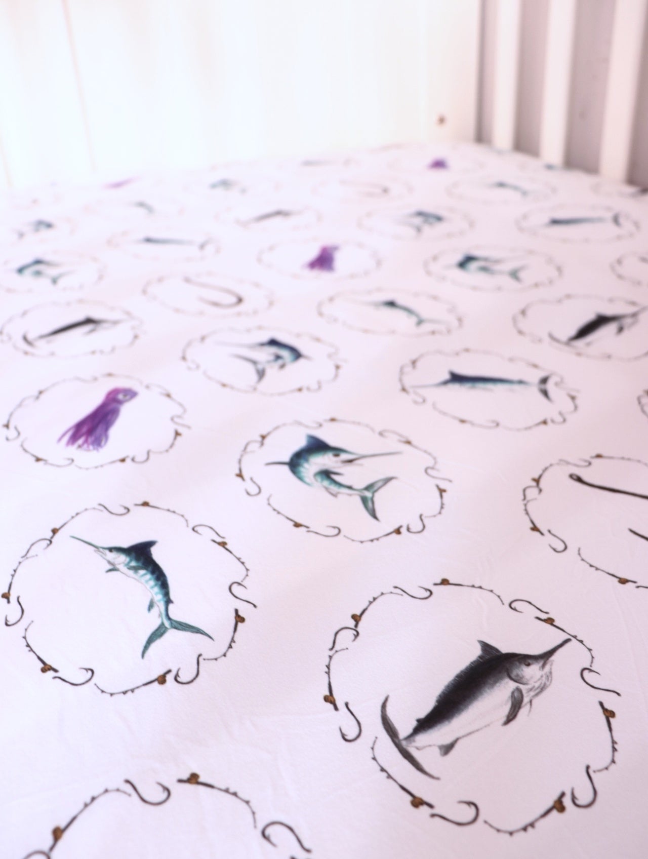 Purple Marlin Bamboo Fitted Cot Sheet