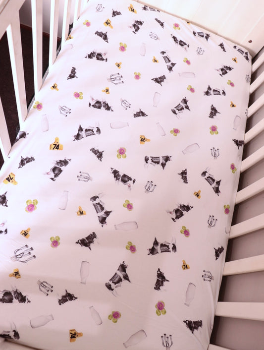 Friesian Cow Multi Bamboo Fitted Cot Sheet
